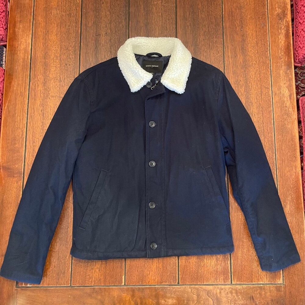 Banana Republic Men's Winter Jacket Coat Faux Fur Collar - Small